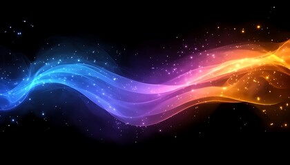 Wall Mural - flowing, luminous waves with sparkle