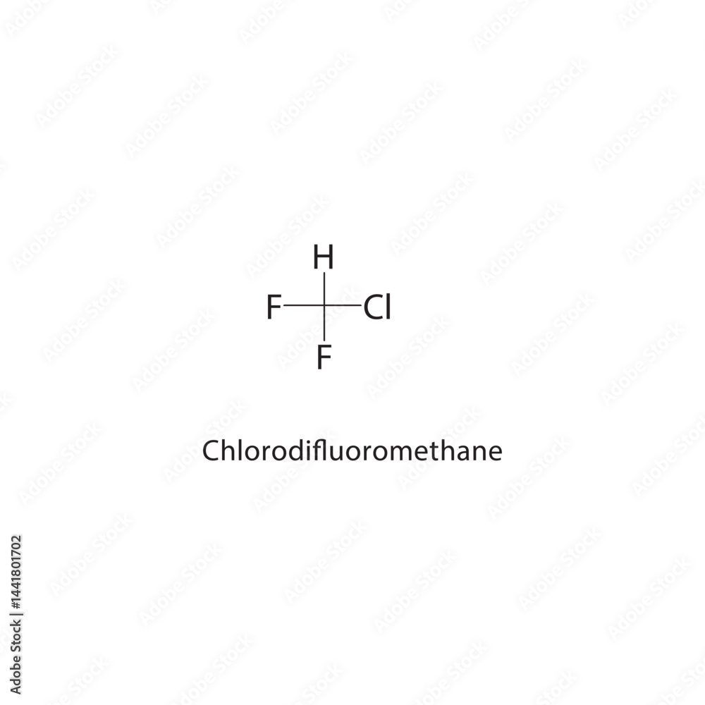 Chlorodifluoromethane skeletal structure. Chlorofluorinated Methane ...