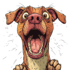 Poster - Expressive canine illustration with large eyes and dynamic lines creating a sense of surprise