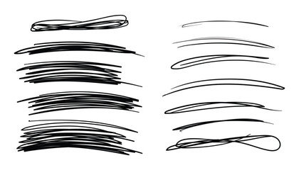 Fototapete - Scribble line set. set of hand drawn scribble smears. smooth vector pencil lines. charcoal smears. chalk drawing. vector design elements