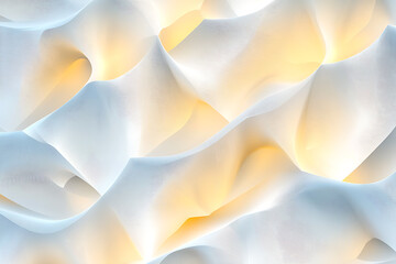 Poster - Artistic wave patterns abstract design paper texture minimalist. Elegant white floral wall art indoor gallery 3d texture display modern design close-up aesthetic appeal.