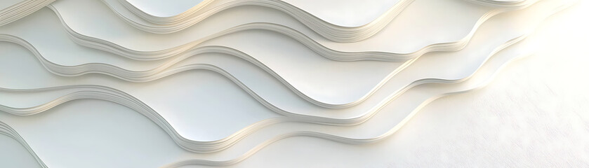 Poster - Artistic wave patterns abstract design paper texture minimalist. Elegant white floral wall art indoor gallery 3d texture display modern design close-up aesthetic appeal.