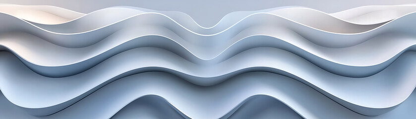 Poster - Artistic wave patterns abstract design paper texture minimalist. Elegant white floral wall art indoor gallery 3d texture display modern design close-up aesthetic appeal.