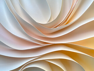 Poster - Artistic wave patterns abstract design paper texture minimalist. Elegant white floral wall art indoor gallery 3d texture display modern design close-up aesthetic appeal.