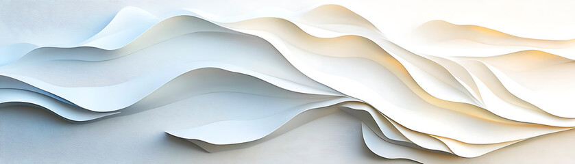 Poster - Artistic wave patterns abstract design paper texture minimalist. Elegant white floral wall art indoor gallery 3d texture display modern design close-up aesthetic appeal.
