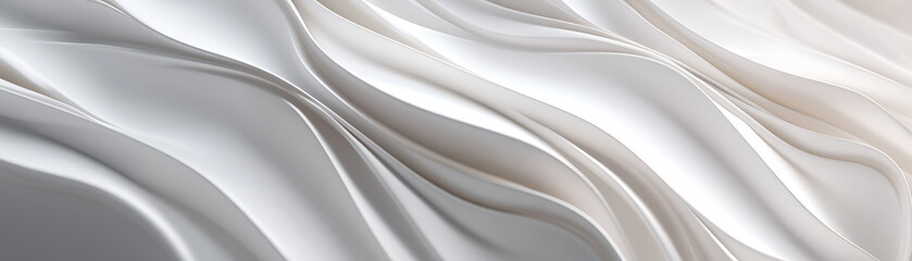 Poster - Artistic wave patterns abstract design paper texture minimalist. Elegant white floral wall art indoor gallery 3d texture display modern design close-up aesthetic appeal.