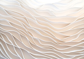 Poster - Artistic wave patterns abstract design paper texture minimalist. Elegant white floral wall art indoor gallery 3d texture display modern design close-up aesthetic appeal.