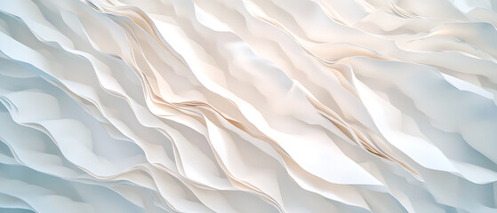 Poster - Artistic wave patterns abstract design paper texture minimalist. Elegant white floral wall art indoor gallery 3d texture display modern design close-up aesthetic appeal.