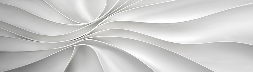 Poster - Artistic wave patterns abstract design paper texture minimalist. Elegant white floral wall art indoor gallery 3d texture display modern design close-up aesthetic appeal.