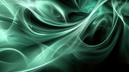 Poster - Abstract swirling teal lines against a dark background.