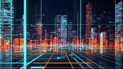 Poster - digital city network illustration