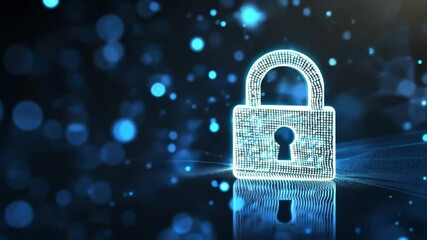 Poster - abstract glowing padlock symbol for cyber security
