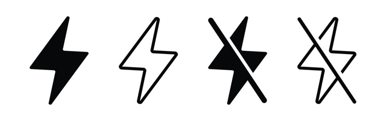 Poster - Electric energy symbol. Lightning bolt symbol with power on and off sign. Transparent PNG and vector illustration.