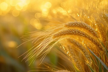 Leinwandbilder - Golden wheat ears bathed in sunlight, a symbol of harvest and abundance.