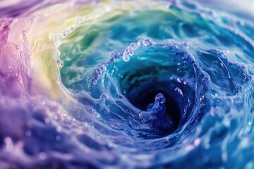Poster - A mesmerizing swirl of vibrant, iridescent liquid creates a captivating abstract vortex.