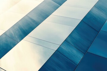 Aufkleber - Abstract architectural image featuring a diagonal pattern of blue and off-white panels.