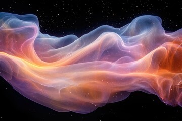 Aufkleber - Abstract cosmic landscape with flowing nebulae, vibrant colors, and starlight.