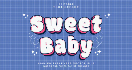Aufkleber - Editable text style effect - Sweet Baby text style theme.
