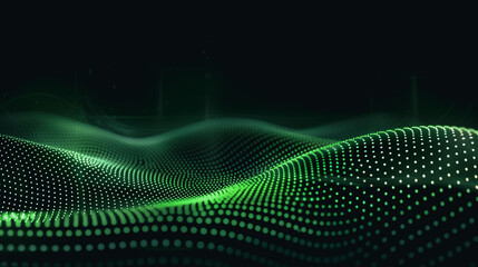 Poster - Abstract digital green wave: A mesmerizing visual symphony of green, evoking a sense of futuristic landscapes or data visualizations, creating a visually striking and thought-provoking design.