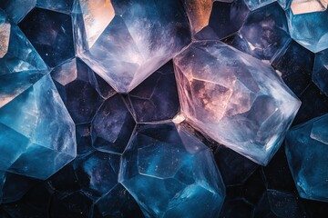 Poster - A mesmerizing close-up of translucent, multifaceted crystals in shades of blue and purple.