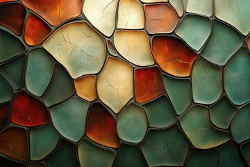 Aufkleber - Abstract mosaic pattern with earthy tones, irregular shapes, and subtle cracks.