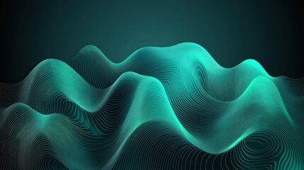 Poster - Abstract teal digital wave patterns in a dark backdrop.