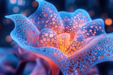 Aufkleber - Abstract fractal art depicting a glowing, bubble-like organic structure resembling a flower.