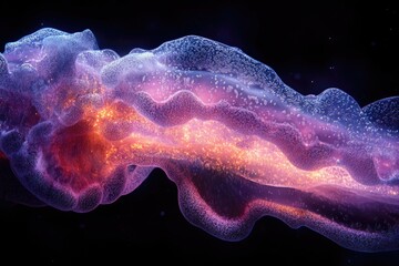 Aufkleber - Abstract cosmic nebula, glowing with vibrant purple, pink, and orange hues, resembling a celestial jellyfish.