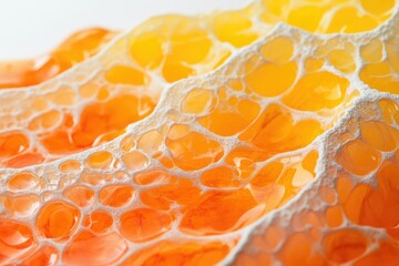 Poster - Close-up of orange liquid with white foam, creating a textured, bubbly surface.