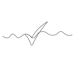 Aufkleber - Check mark icon   continuous one line drawing of outline vector illustration 