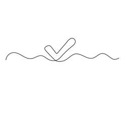Aufkleber - Check mark icon   continuous one line drawing of outline vector illustration 