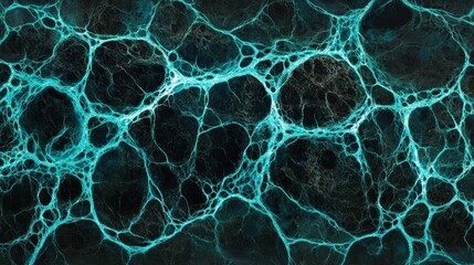 Poster - Intricate network of turquoise veins against a dark backdrop.