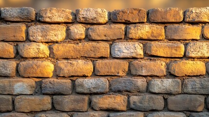 Poster - Close-up of an old brick wall, illuminated by warm sunset light.