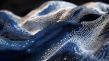 Poster - Abstract blue and white digital wave pattern.