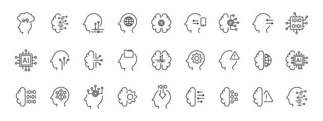Poster - Artificial intelligence Minds brains and technology icons