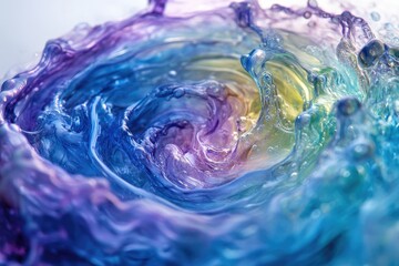 Aufkleber - Abstract swirling liquid with vibrant blue, purple, and teal hues creating a mesmerizing vortex.