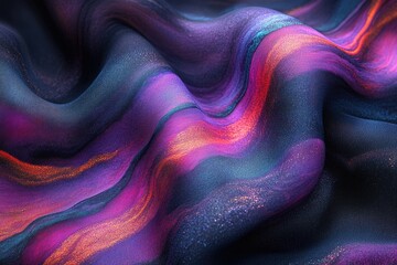 Poster - Abstract image of a dark purple and pink fabric with a shimmering texture, elegantly draped.
