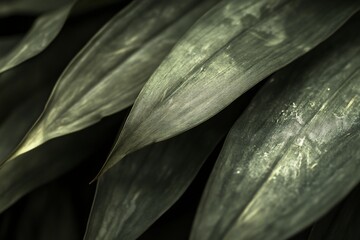 Aufkleber - Close-up of dark green leaves, overlapping, showing texture and detail.