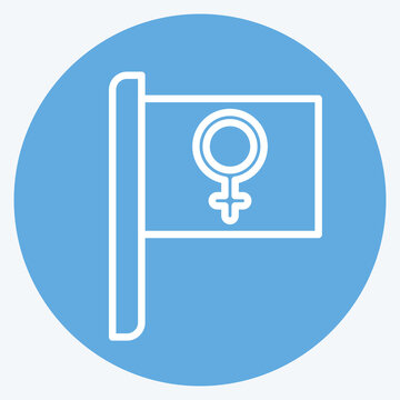 Icon Women Flag. related to Feminism symbol. blue eyes style. design editable