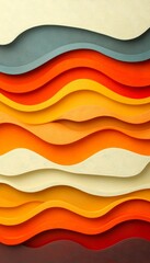 Poster - Abstract Paper Carved Background, Orange And Red Wave Patterns, Layered Design, Modern Paper Art