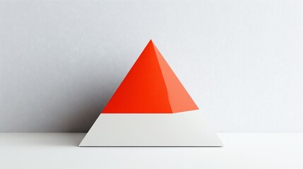 Leinwandbilder - Red and white geometric pyramid on white surface.