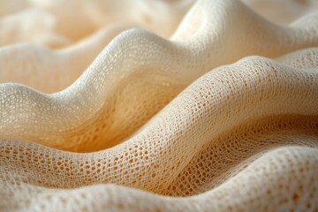 Fototapete - Close-up of soft, textured, beige fabric with a wavy pattern.