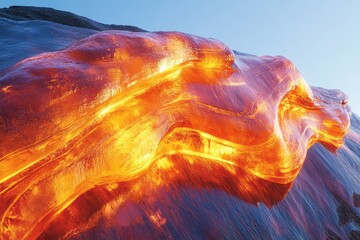 Poster - Glowing, molten lava flows like a fiery river, creating a mesmerizing natural sculpture.
