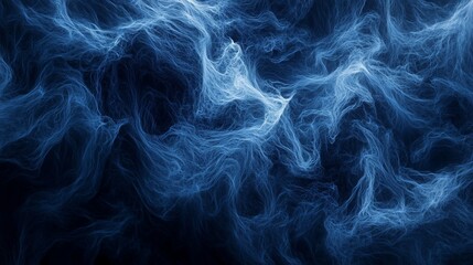 Poster - Abstract blue smoke swirls on dark background.