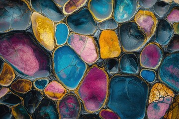 Poster - Abstract image of colorful, interconnected stones resembling vibrant, polished gemstones.