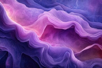 Aufkleber - Abstract cosmic landscape with swirling purple and pink nebulae, resembling flowing fabric in space.