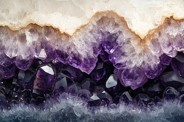 Aufkleber - Stunning amethyst geode showcasing vibrant purple crystals in a captivating natural formation.
