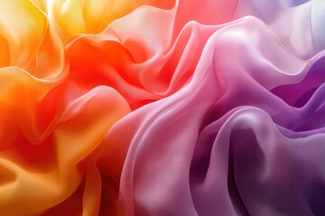 Aufkleber - Soft, flowing fabric in vibrant ombre shades of orange, pink, and purple.