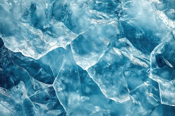 Poster - Stunning close-up of glacial ice, showcasing its intricate texture and vibrant blue hues.