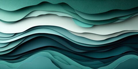 Poster - Abstract Background, Green Chartreuse and Dark Moss Wave Patterns, Nature Inspired Layered Design